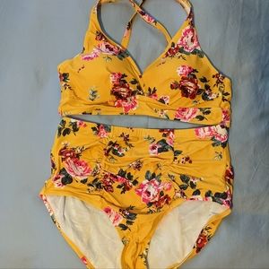Torrid Yellow Floral Swim Size 2